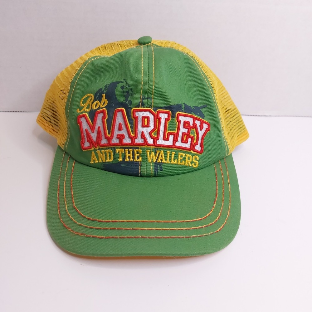 Bob Marley and The Wailers Trucker Hat Snapback Green Yellow Zion Rootswear Cap